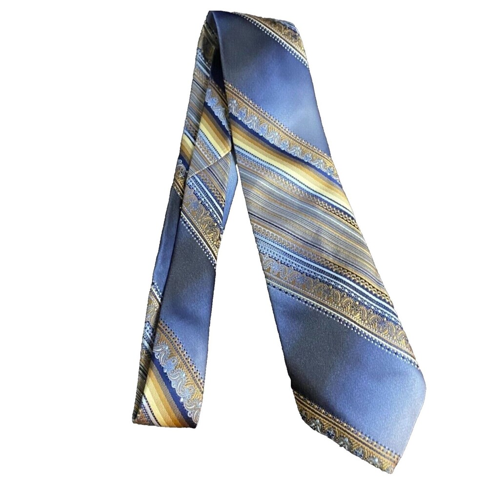 #6875 Brittania Polyester Shades Blue Brown Mens Fancy Necktie, Tie 3.5 in wide